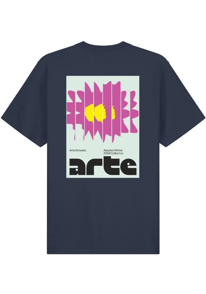 ARTE ANTWERP FLOWER POSTER TSHIRT BLAUW DONKER 
