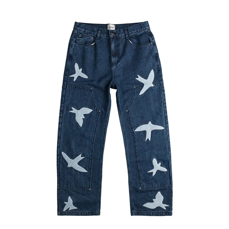 Arte AntwerpParker Birds Pants Washed Blue