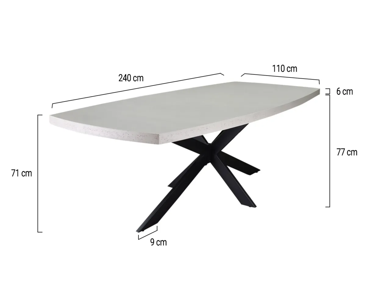 AVHCOLLECTIE SALO SINGAPORE DINING TUINSET 240X110XH77 CM 7 DELIG POLYSTONE