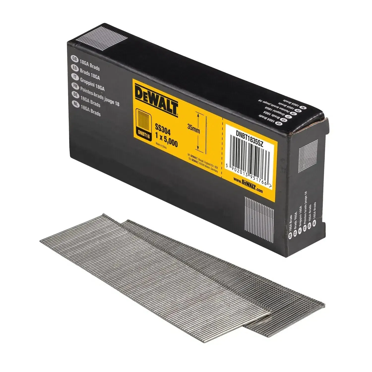 DeWALT DNBT1835SZ 18 Gauge RVS Spijkers 1.25x35mm 5000 stuks