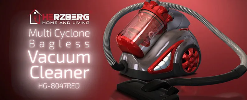 HERZBERG HOME & LIVING HERZBERG HG8047RED: STOFZUIGER ZONDER STOFZAK MET MEERDERE CYCLONEN