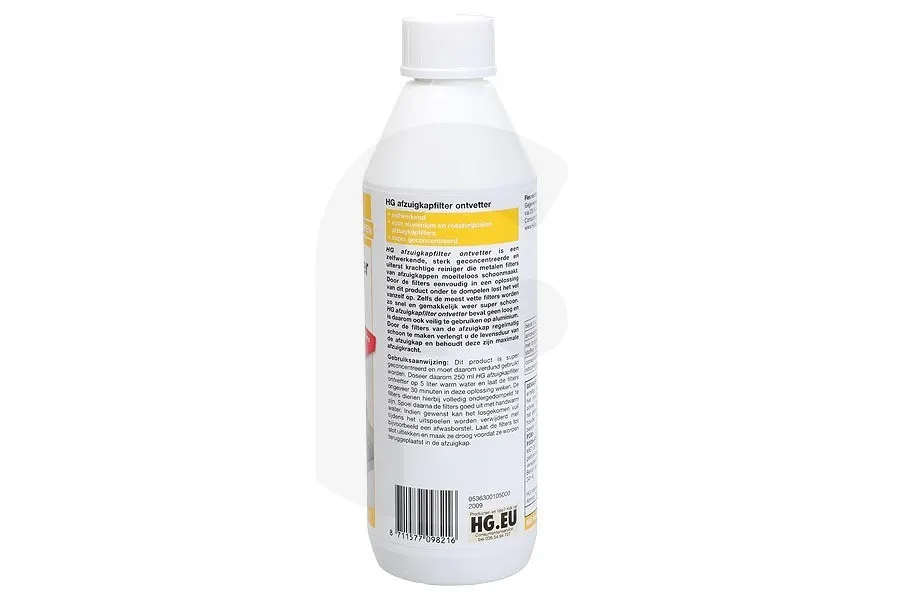 HG afzuigkapfilter ontvetter 500ml voor afzuigkap 363050100