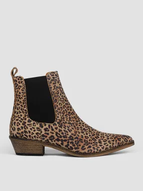 Ivylee Copenhagen Stella, suede westernlook laarzen met leopard dessin