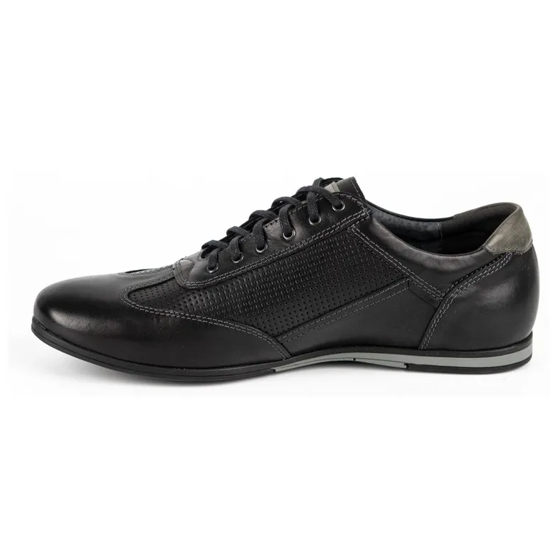 Kampol Leren casual herenschoenen 64/15 zwart