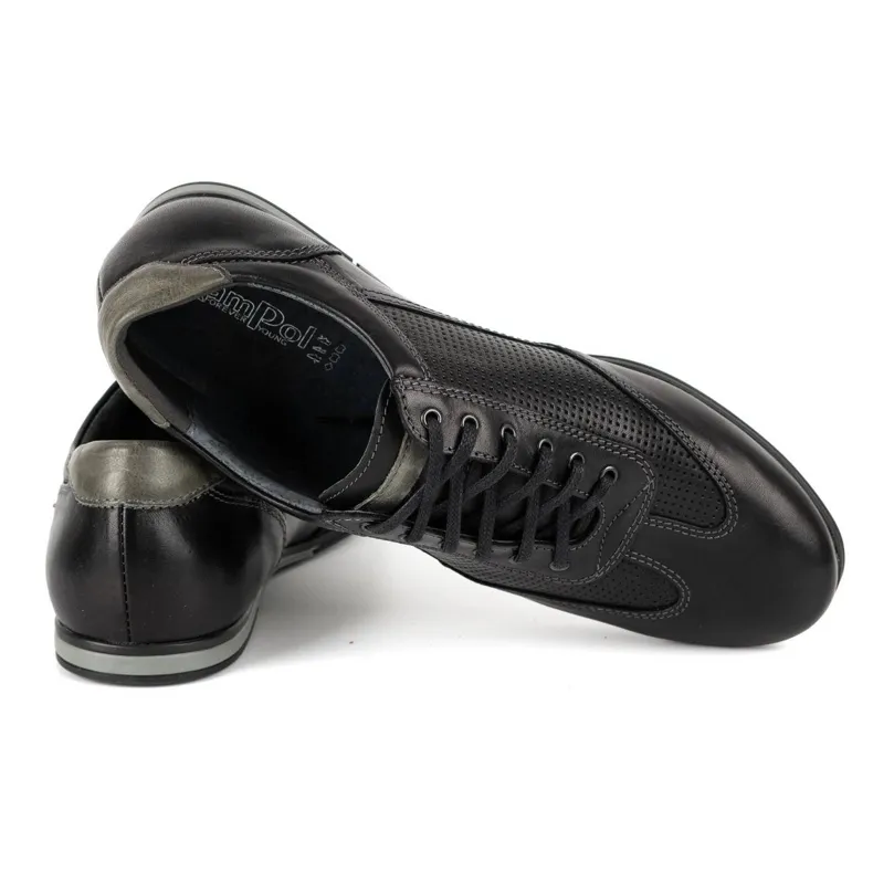Kampol Leren casual herenschoenen 64/15 zwart
