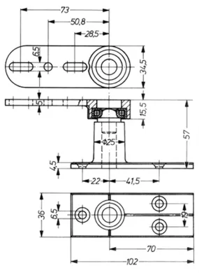ONDERPIVOT DORMAKABA RTS 85, 8551 VOOR ZIJMONTAGE, DRAAIPUNT 70MM, 57MM HOOG