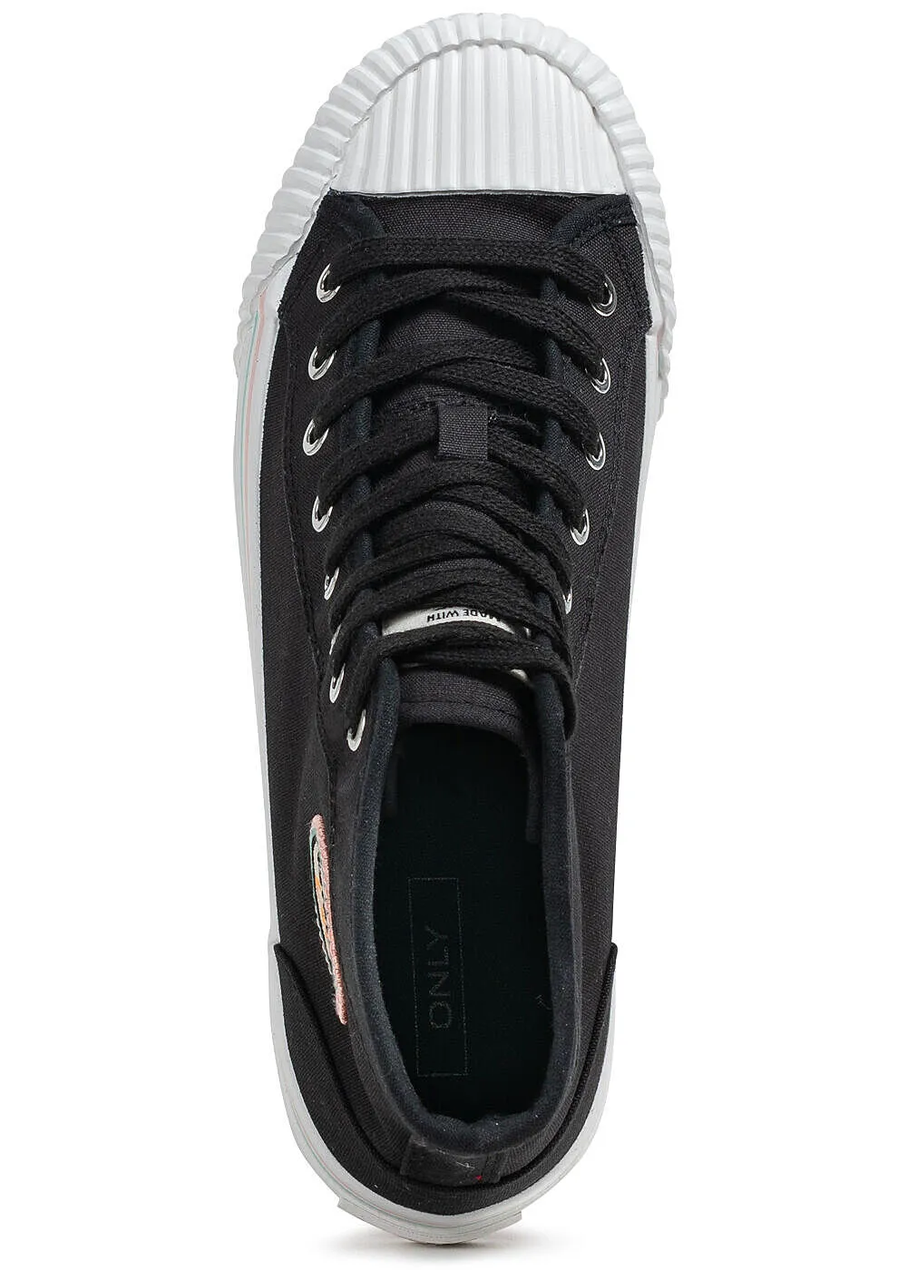 ONLY Dames Sneaker Mid Cut met logo patch zwart
