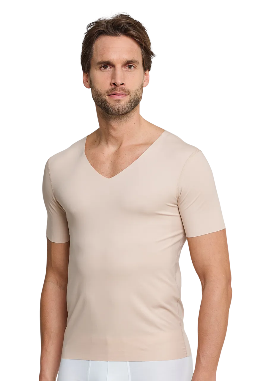 SCHIESSER LASER CUT TSHIRT (1PACK), HEREN SHIRT KORTE MOUWEN CLAYKLEURIG